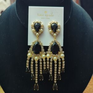 NWOT (#52) Kate Spade Glitzeville Statement Black and Gold Dangle Post Earrings